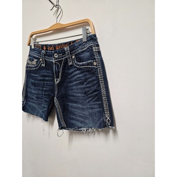 Rock Revival Jean Shorts Darcie Cut off/ Raw Size 28 - Picture 2 of 8